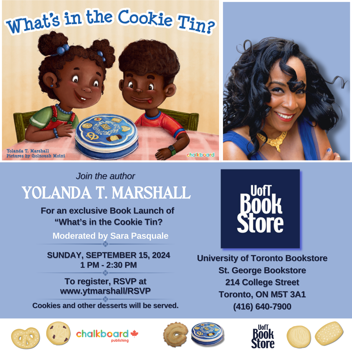 Join the award-winning children's book author Yolanda T. Marshall for an exclusive launch of her new book, “What’s in the Cookie Tin?"